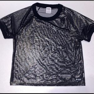 Pink By Victoria’s Secret Black metallic Sheer Top